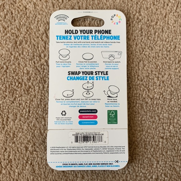PopSocket - Dove White Marble - Picture 2 of 2